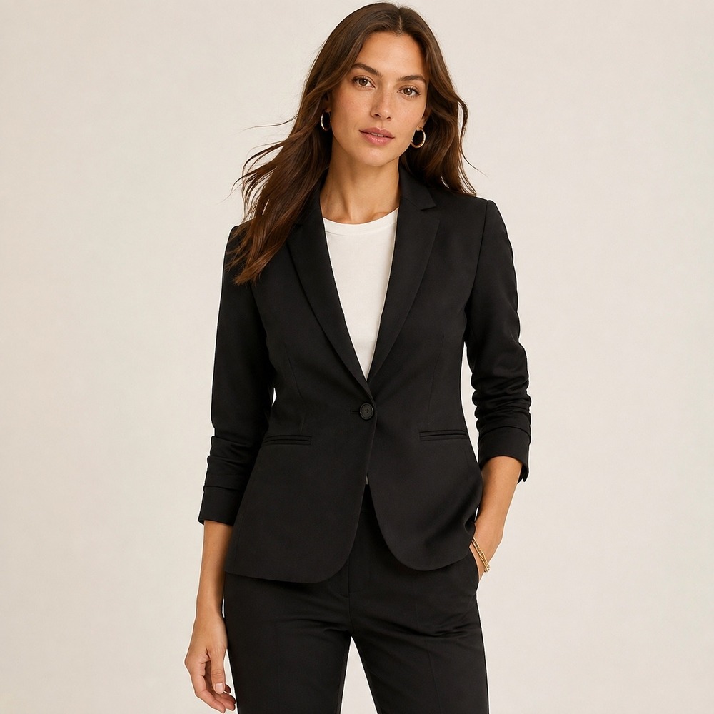 J.Crew Bi-Stretch Blazer 8P Black One Button Stretch Career Work H6724 NWT